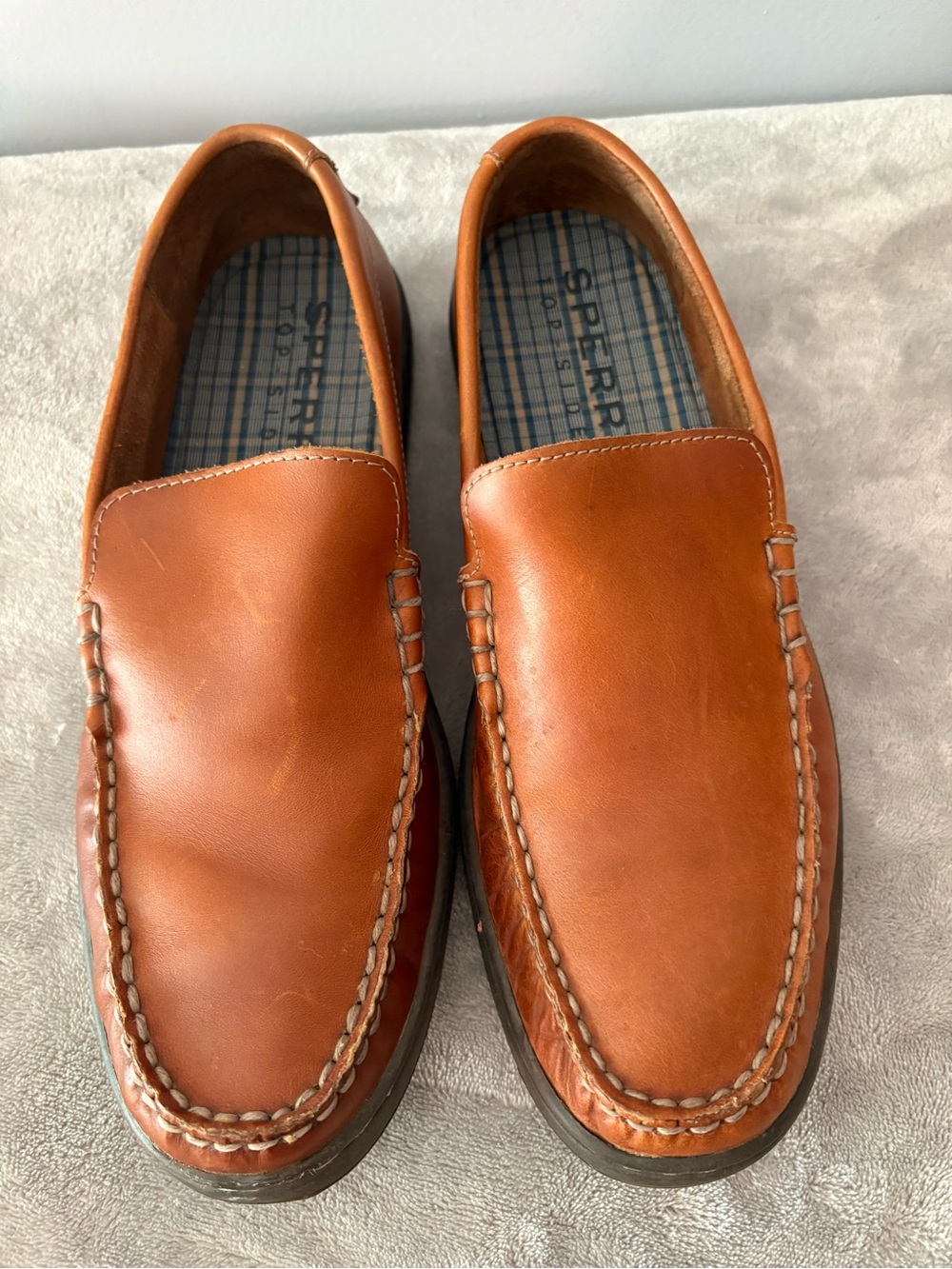 Sperry Men's Brown Cognac Leather Loafers Sz 9